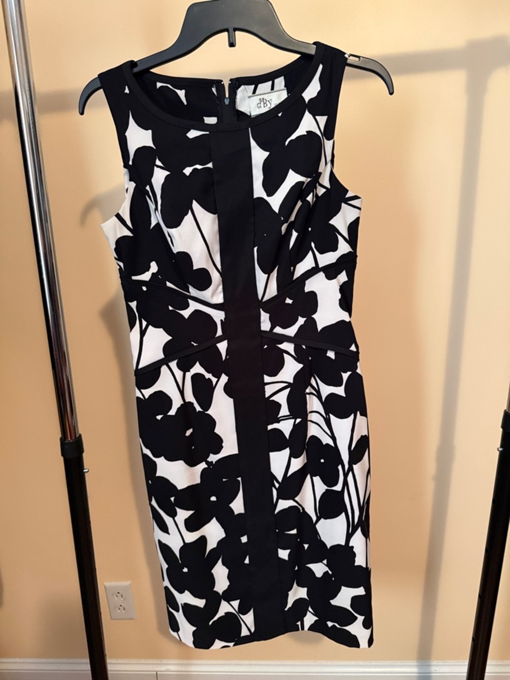 Sleeveless Black & White Floral Midi Dress by BCBG